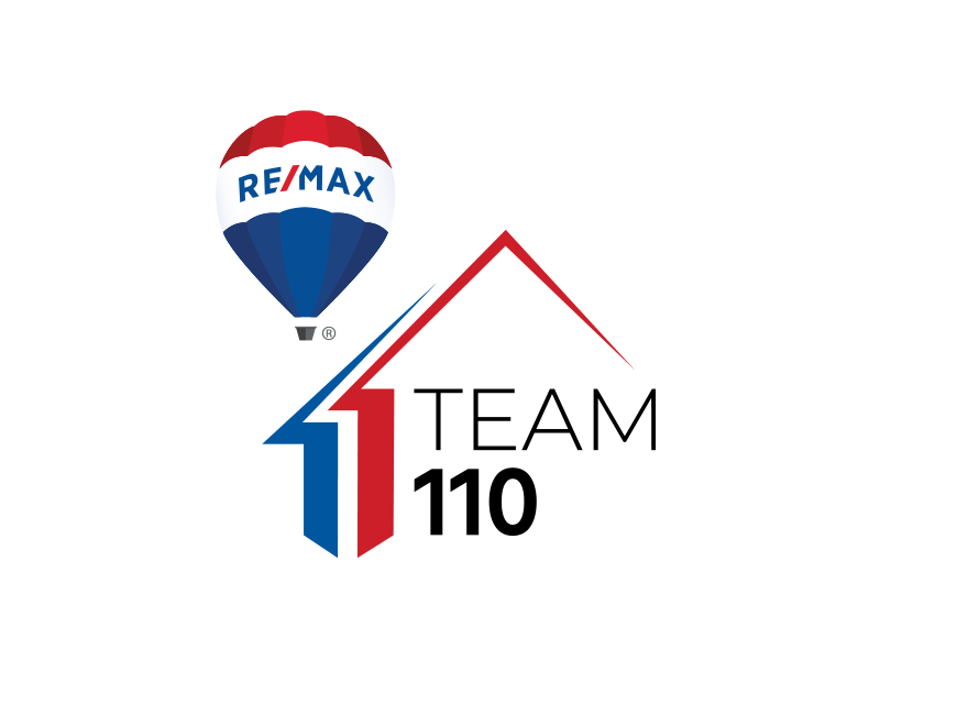 Red and blue Team 110 logo with remax logo next to it